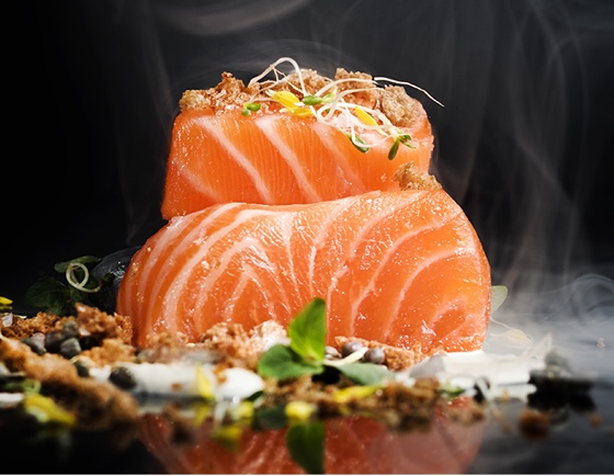Contemporary and refined salmon dish.