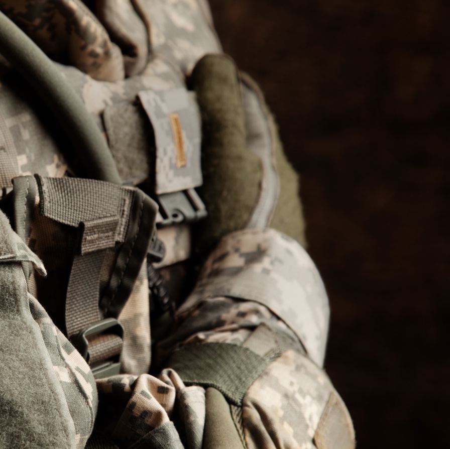 Close up picture of a US military uniform.