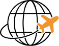 icon of plane flying around world