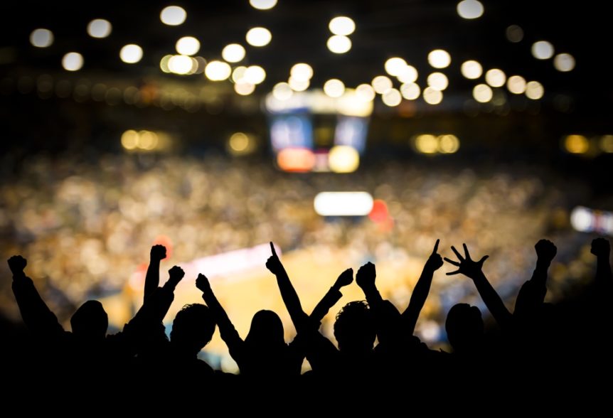 Fans at a basketball game.